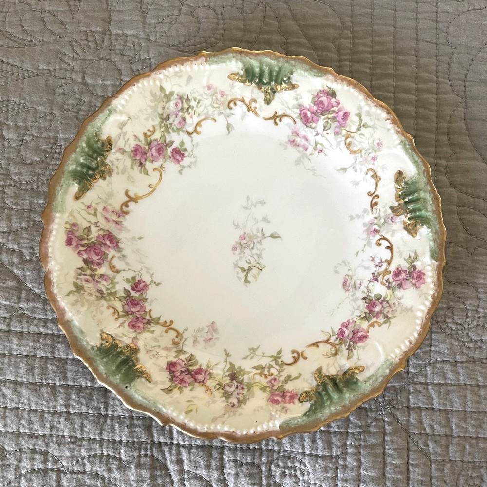 Vintage Limoges France Floral Gold Trimmed Plate